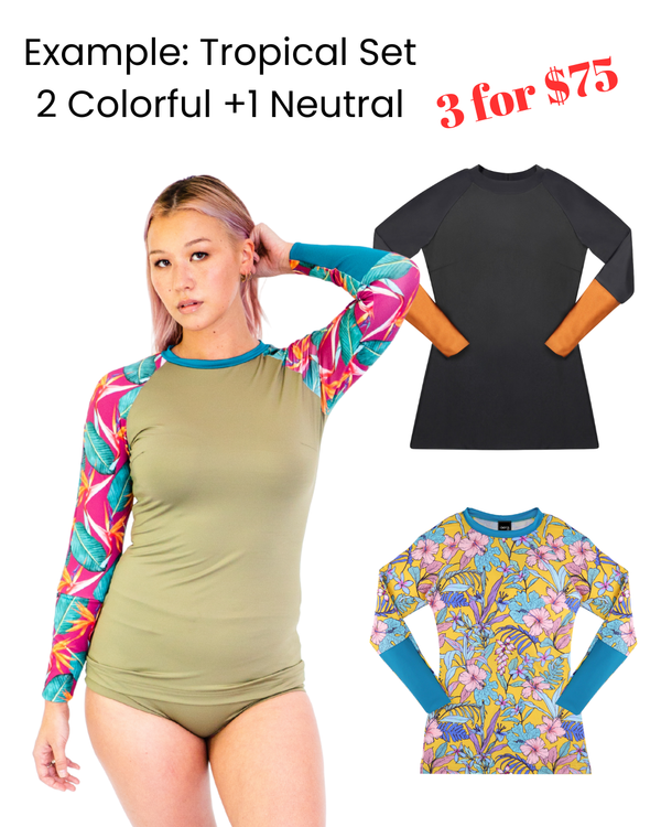 The Surf Set - 3 Rashguards for $75 Grab Bag - (Tropical or Neutral)