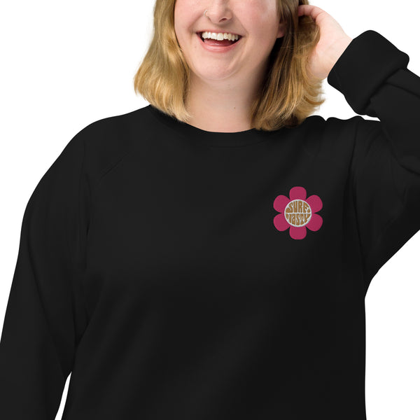 Surf Nasty Embroidered Flower Sweater in Black
