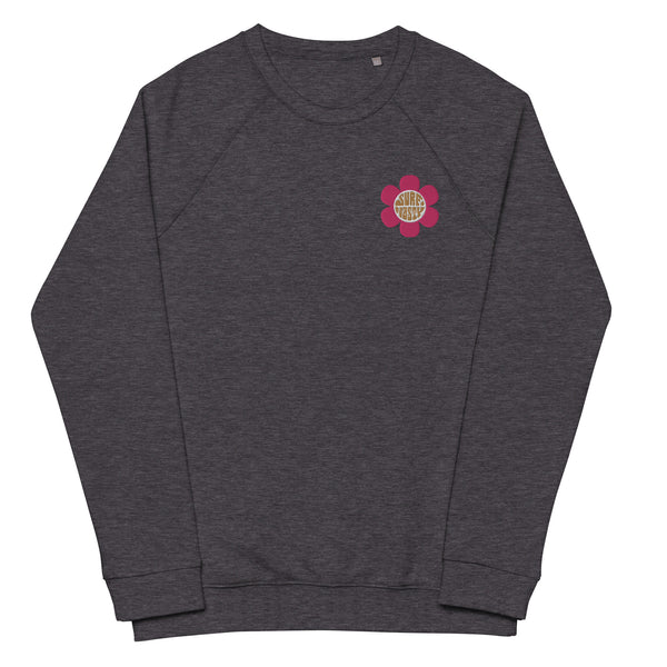 Surf Nasty Embroidered Flower Sweater in Charcoal