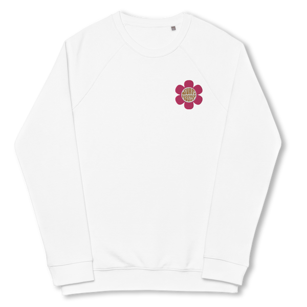 Surf Nasty Embroidered Flower Sweater in White